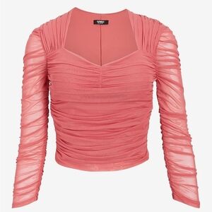 NWT Express Size XS Mesh Ruched Cropped Top